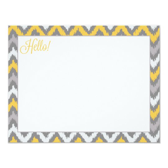 Yellow Gray Zigzag Tribal Ikat Pattern Card
