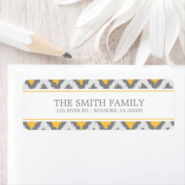 Yellow Gray Zigzag Tribal Pattern Label (Insitu)