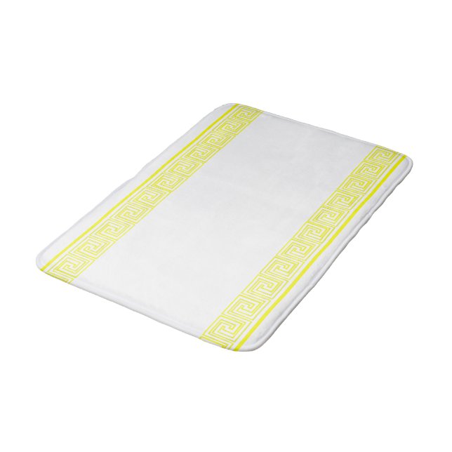 Yellow Grecian Frieze Design Bath Mat (Angled)