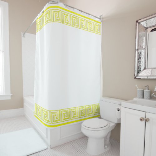 Yellow Grecian Frieze Design Shower Curtain
