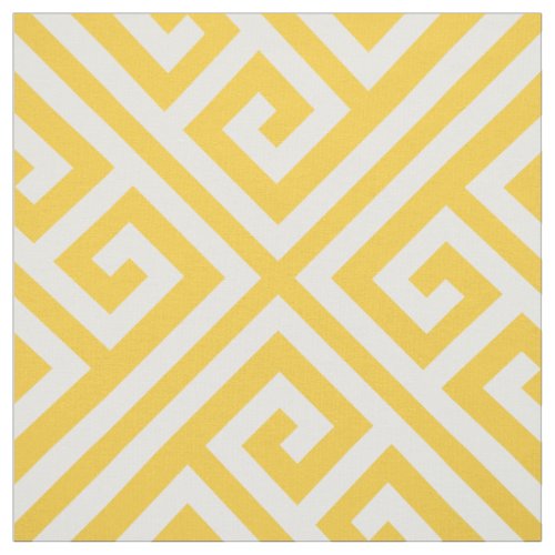 Yellow Greek Key Large Scale Fabric