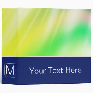 Yellow Green Abstract Background. Custom Monogram 3 Ring Binder