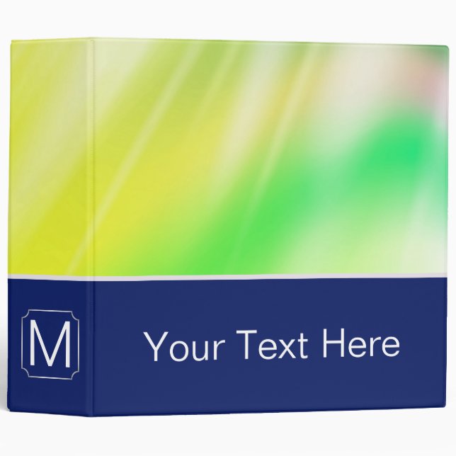 Yellow Green Abstract Background. Custom Monogram 3 Ring Binder (Front/Spine)