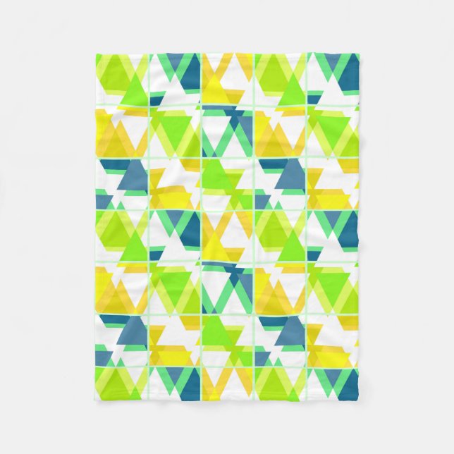 Yellow green abstract fleece blanket (Front)