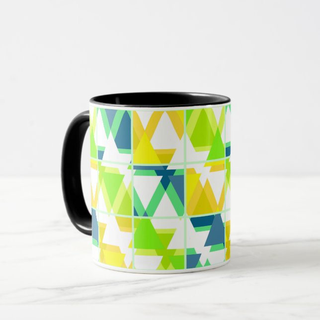 Yellow green abstract , geo , geometric , yellow , mug (Front Left)