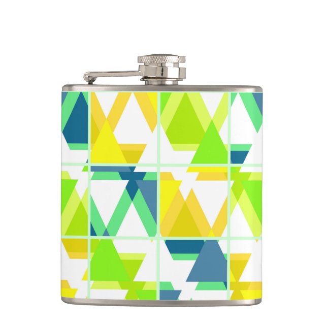 Yellow green abstract hip flask (Front)