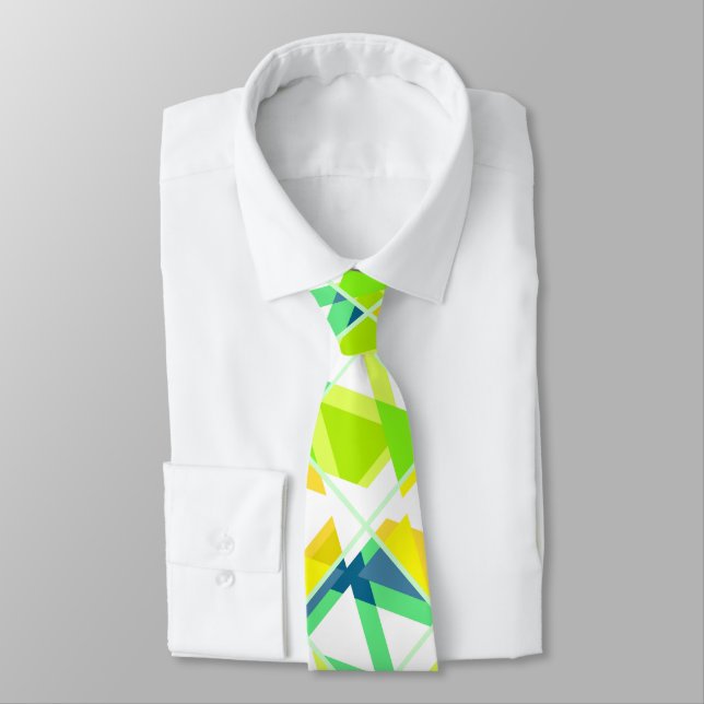 Yellow green abstract neck tie (Tied)