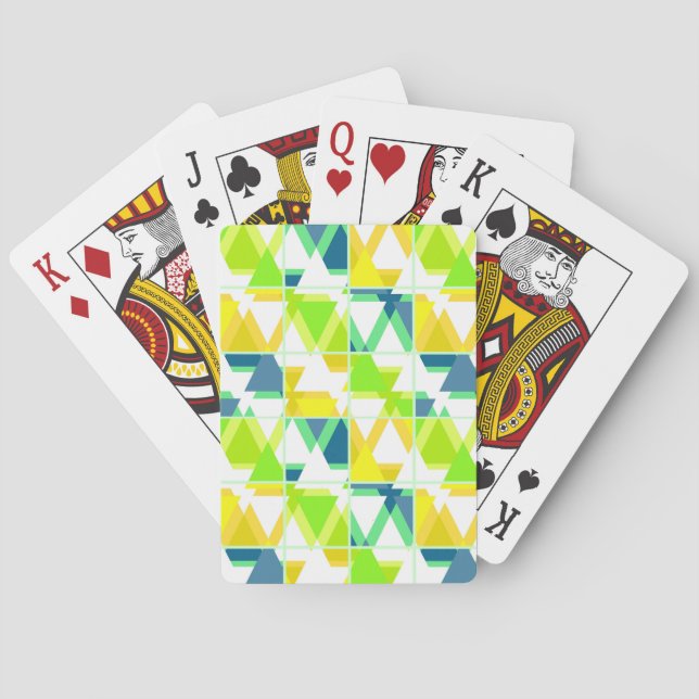 Yellow green abstract poker cards (Back)