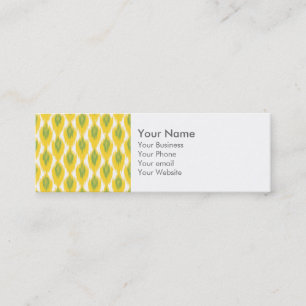 Yellow Green Abstract Tribal Ikat Diamond Pattern Mini Business Card