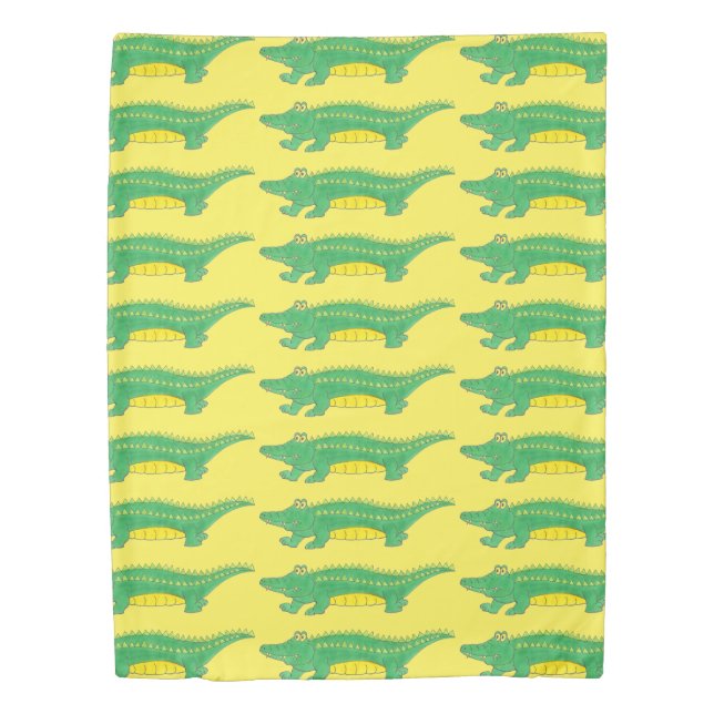 Yellow Green Alligator Crocodile Gator Croc Animal Duvet Cover (Front)