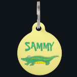 Yellow Green Alligator Crocodile Gator Croc Animal Pet Name Tag<br><div class="desc">Pet tag features an original marker illustration of a green alligator (or crocodile). Simply personalize with your pet's name and your contact information for a unique and stylish tag.

Don't see what you're looking for? Need help with customization? Contact Rebecca to have something designed just for you.</div>