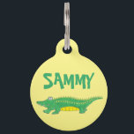 Yellow Green Alligator Crocodile Gator Croc Animal Pet Name Tag<br><div class="desc">Pet tag features an original marker illustration of a green alligator (or crocodile). Simply personalize with your pet's name and your contact information for a unique and stylish tag.

Don't see what you're looking for? Need help with customization? Contact Rebecca to have something designed just for you.</div>