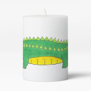Yellow Green Alligator Crocodile Gator Croc Animal Pillar Candle