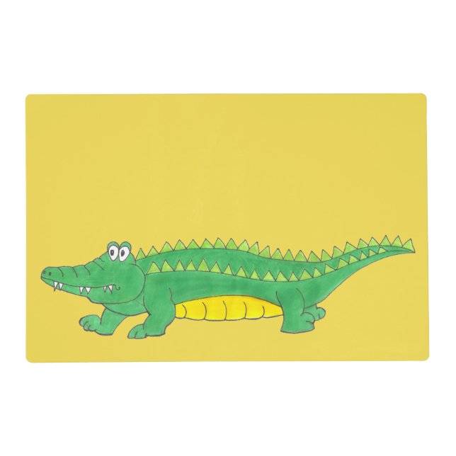 Yellow Green Alligator Crocodile Gator Croc Animal Placemat (Front)