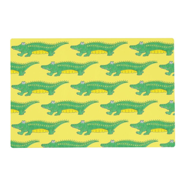 Yellow Green Alligator Crocodile Gator Croc Animal Placemat (Front)