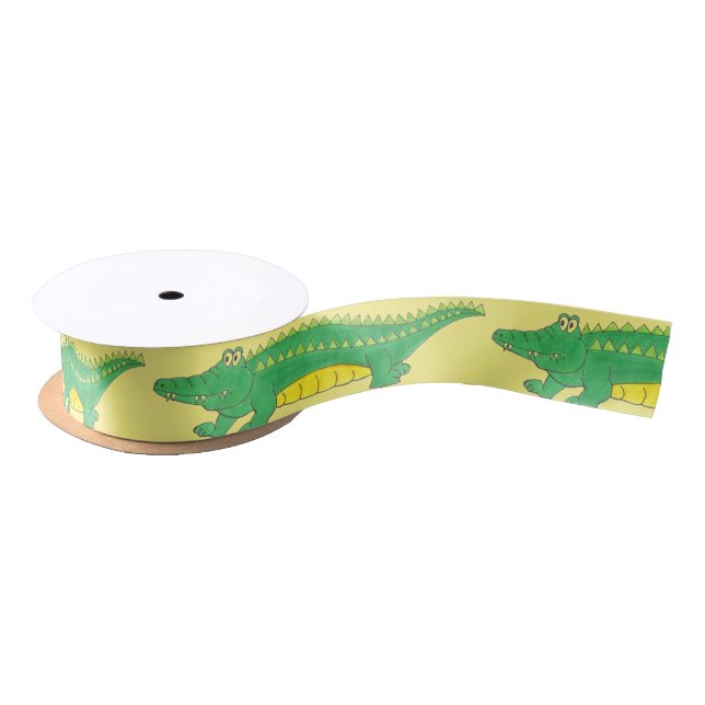 Yellow Green Alligator Crocodile Gator Croc Animal Satin Ribbon (Spool)
