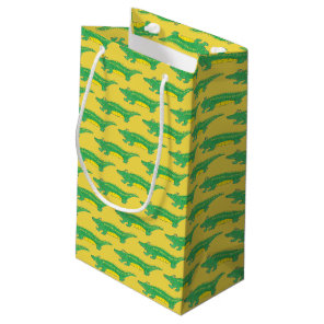Yellow Green Alligator Crocodile Gator Croc Animal Small Gift Bag