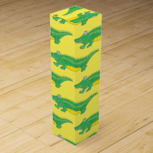 Yellow Green Alligator Crocodile Gator Croc Animal Wine Box