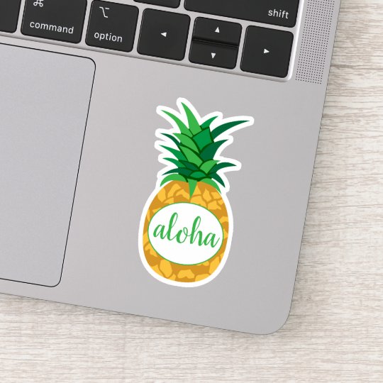 Yellow Green Aloha Pineapple Cut Out Sticker.