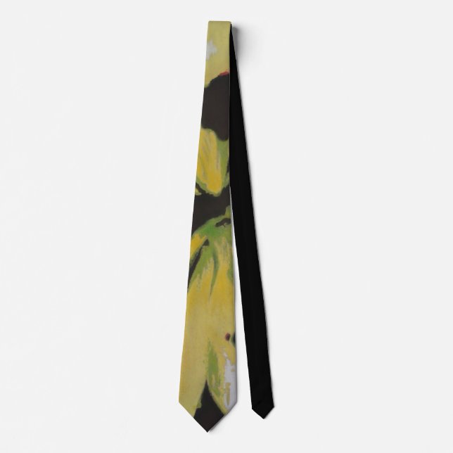yellow green and black splashes abstract pattern tie (Front)