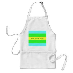 Yellow Green and Blue Wide Stripes by STaylor Adult Apron