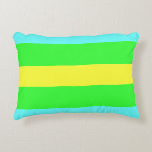 Yellow Green and Blue Wide Stripes by STaylor Decorative Pillow