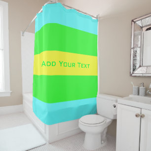 Yellow Green and Blue Wide Stripes by STaylor Shower Curtain
