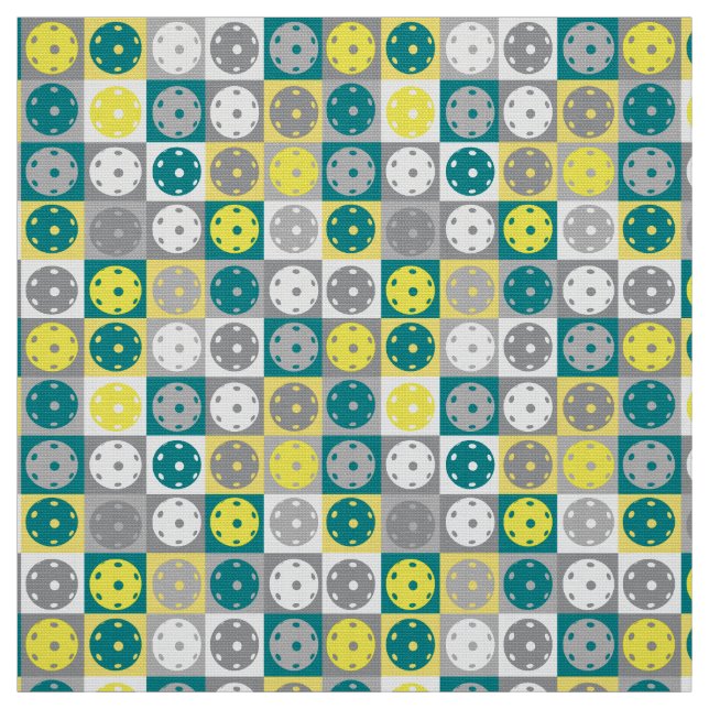 Yellow, green and gray pickleballs fabric (Swatch)