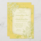 Yellow, Green and Ivory Floral Wedding Invitation (Front/Back)
