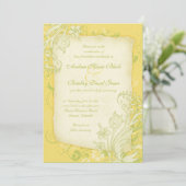 Yellow, Green and Ivory Floral Wedding Invitation (Standing Front)