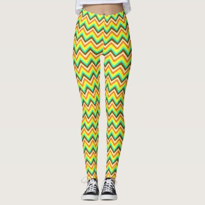 Yellow, Green and Orange Zig Zag Striped