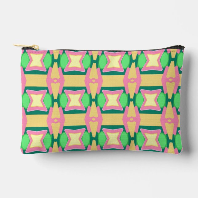 Yellow Green and Pink Pastel Abstract Pattern Accessory Pouch (Front)
