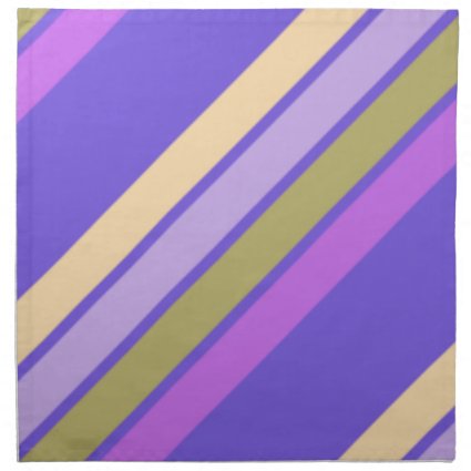 Yellow Green and Shades of Purple Stripes Cloth Napkin