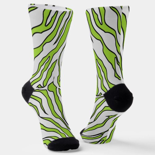 Yellow Green And White Tiger Stripes Animal Print4 Socks