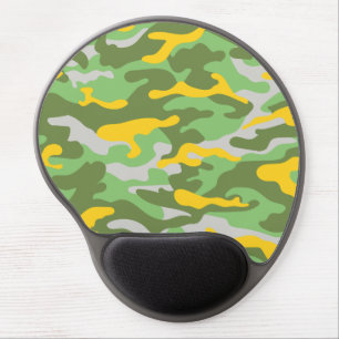 Yellow Green Army Camouflage Gel Mouse Pad
