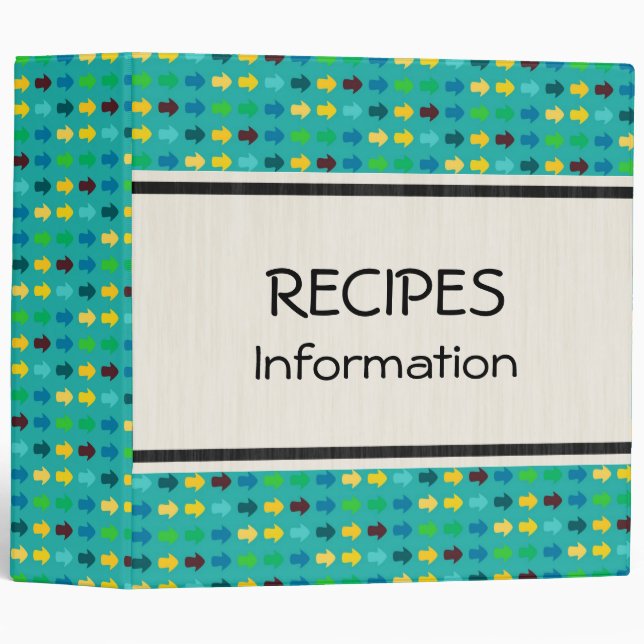 Yellow, Green Arrows Modern Geometric Pattern Binder (Front/Spine)