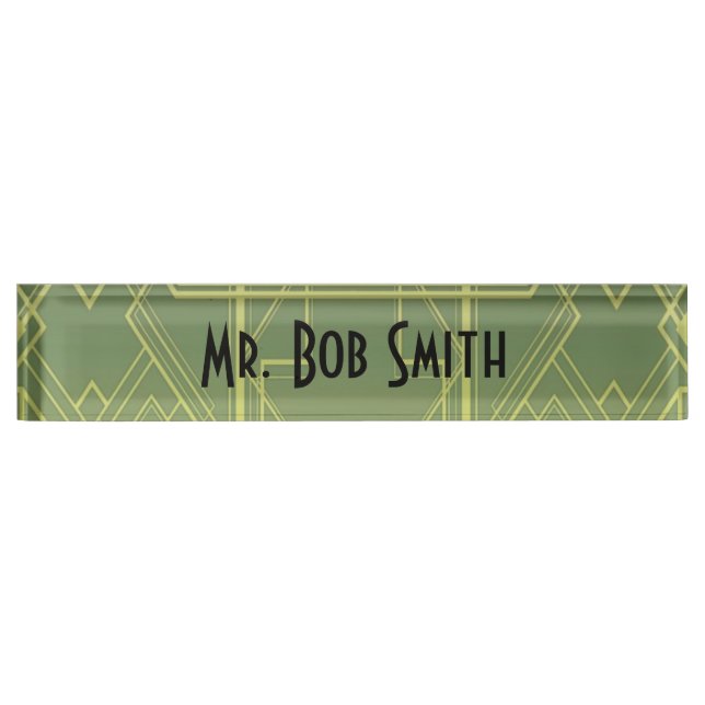 Yellow-Green Art Deco Name Plate (Front)