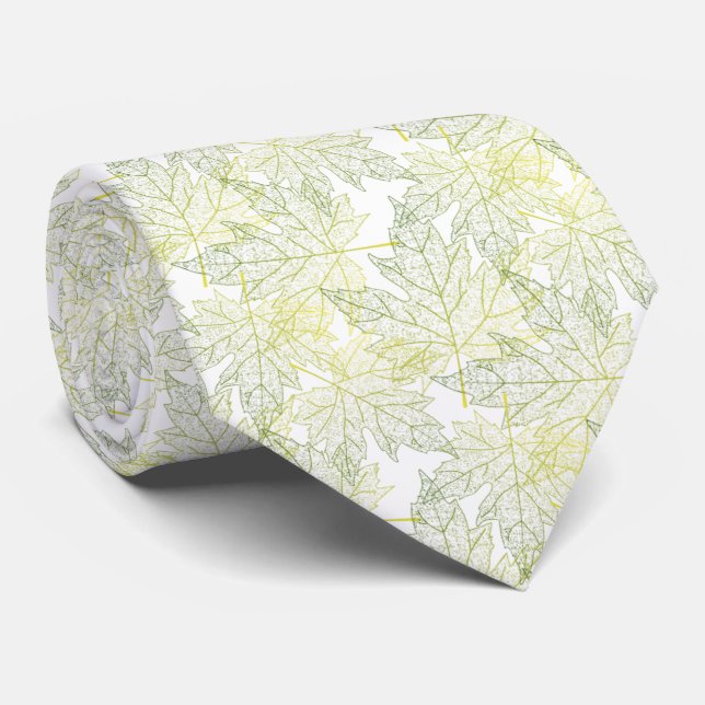 Yellow Green Autumn Sheets Neck Tie (Rolled)