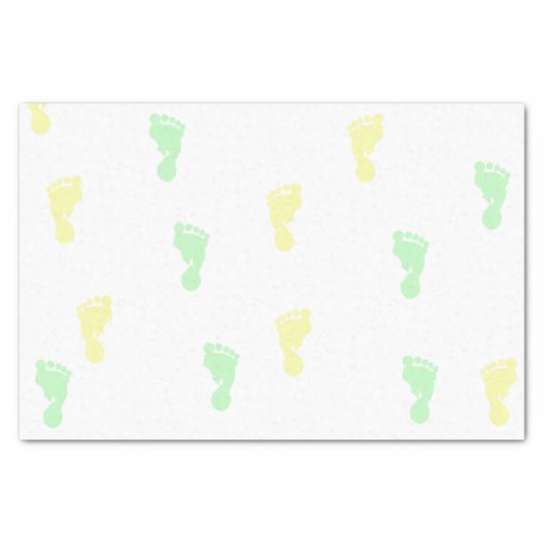 Yellow  Green Baby Footprints 10lb Tissue Paper