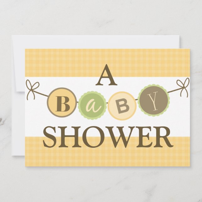 Yellow & Green Baby Shower Invitations (Front)