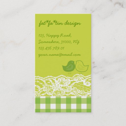 Customizable Yellow &amp; Green Birds Scrapbook Lace Profile Card Business Card