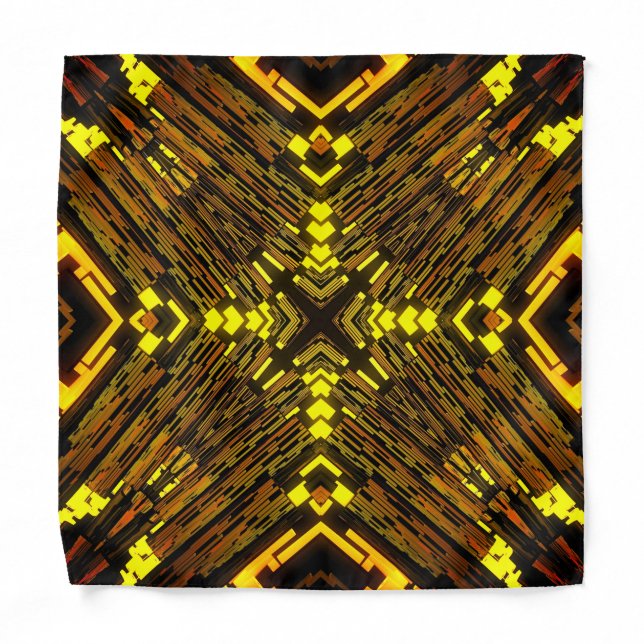 Yellow Green Black Fractal Bandana (Front)