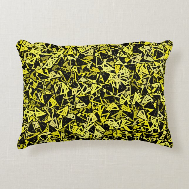 Yellow Green Black Triangle Seamless Pattern Accent Pillow (Front)