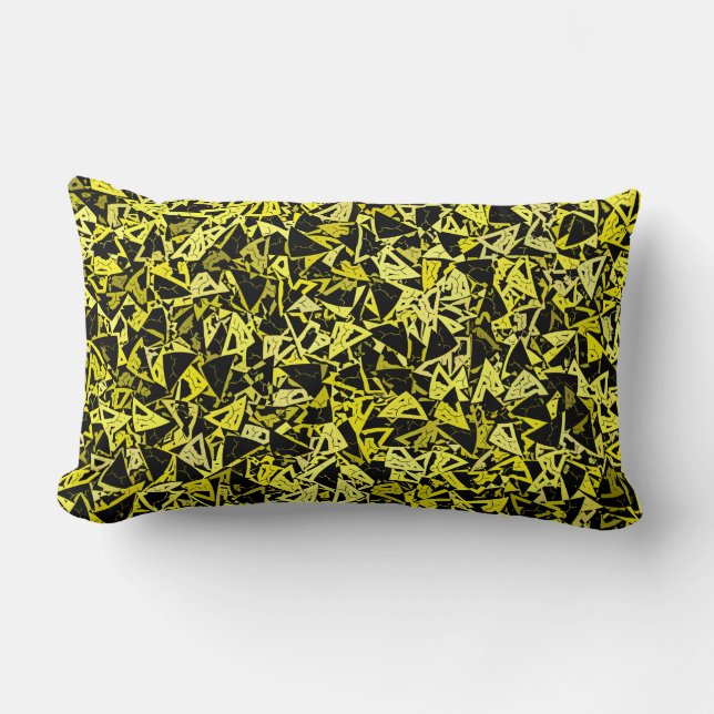 Yellow Green Black Triangle Seamless Pattern Lumbar Pillow (Front)