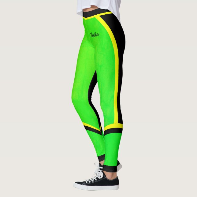 Yellow Green Black (your name) Leggings (Left)