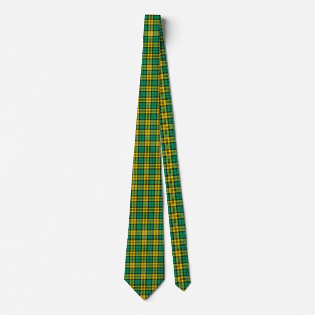 Yellow Green Blackwatch Campbell Tartan Plaid Neck Tie (Front)