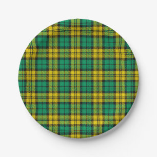 Yellow Green Blackwatch Campbell Tartan Plaid Paper Plates