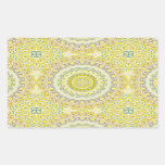Yellow, Green, Blue &amp; Grey Kaleidoscope Flowers Rectangular Sticker