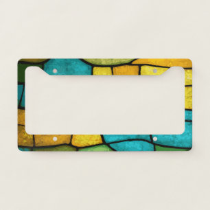 Yellow, Green & Blue Mosaic Tile – Vibrant License Plate Frame