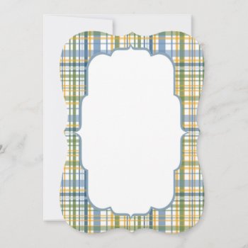 Yellow Green Blue Plaid Invitation by CuteLittleTreasures at Zazzle
